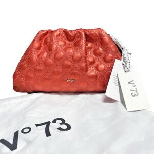 V°73 Imalia Handbag in Rosso Red Quilted Vegan Leather w/ Lock & Key Chain Strap